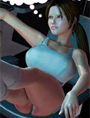 Nasty 3d girl with huge melons ian tight panties sitting in front of computer.