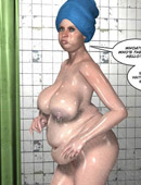 Fat big bobed 3d milf taking off her towel after shower to seduce her lover. tags: big tits, hard cock, naked milf.
