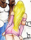 Black cun hungry cartoon blonde slut doesn't mind being gangbanged by black dudes.
