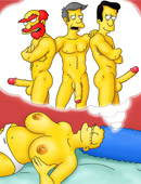 Toon xxx marge in white panties dreaming about hot fuck with several cocks.