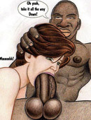 Toon brunette ladyboy gets her throat fucked by black dude before being butt fucked.