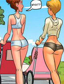 Xxx pics of lusty cartoon schollgirls in tight unoform teasing at school.