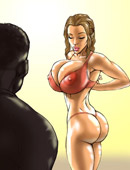 Awesome tits cartoon brunette beauty gonna be fucked by black stranger with big prick.