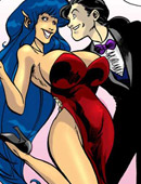 This dirty cartoon fairy drank a magic portion and got two pairs of huge tits