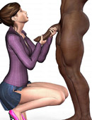 Perfect body 3d white chicks wanna suck hard and gag on these long black peckers.